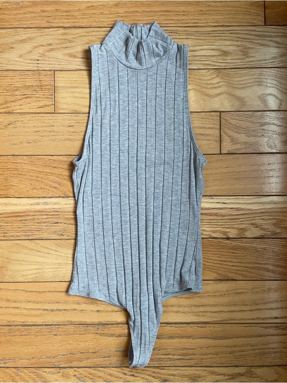 ARITZIA Wilfred Free Heather Grey Wide Rib High Mock Neck Bodysuit Top XS